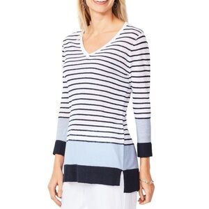 Talbots linen striped colour block lightweight sweater Sz S excellent condition